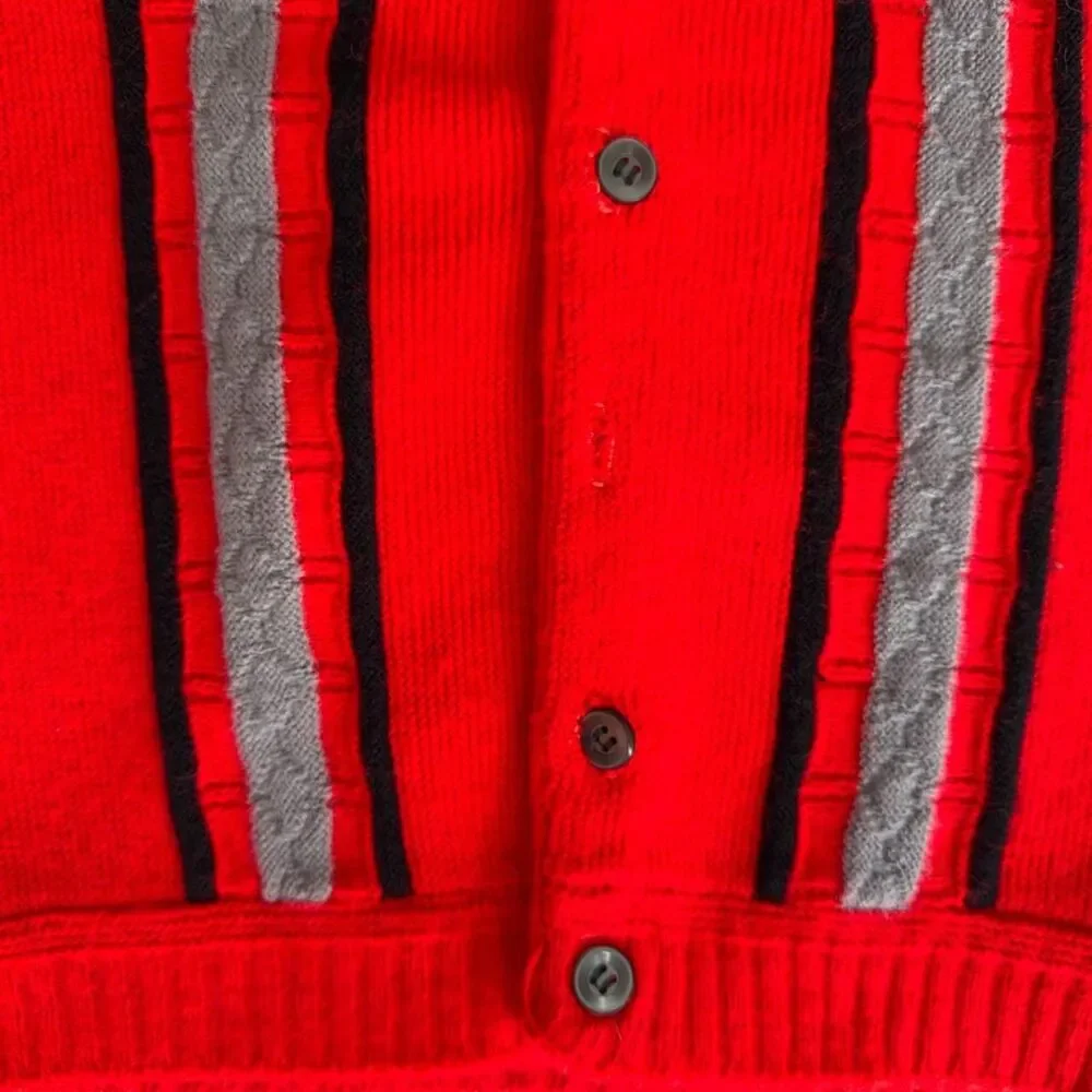 Vintage 70s kids red Cardigan sweater size 6-8 years old
